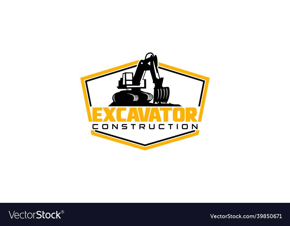 Excavator logo template heavy equipment logo Vector Image