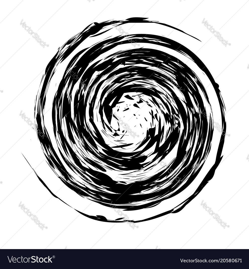 Grunge Round Pattern Isolated Ink Spiral Splatter Vector Image