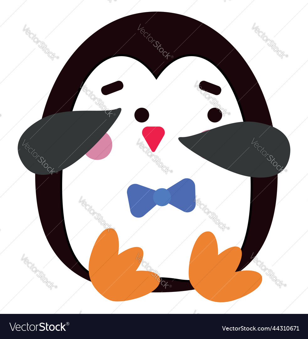 Scared penguin on a white background