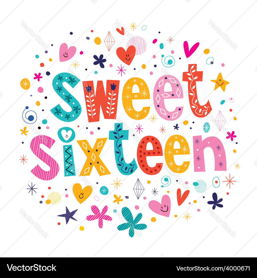 Sweet sixteen Royalty Free Vector Image - VectorStock