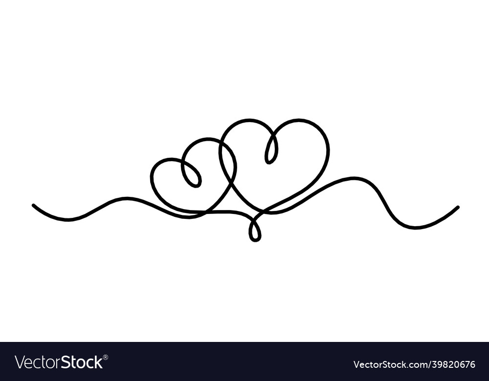 Abstract hearts as continuous line drawing Vector Image