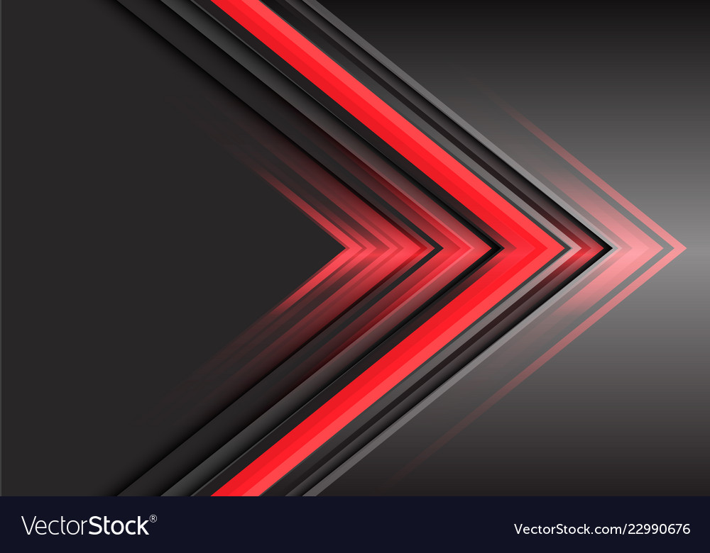 Abstract red arrow light power direction on grey Vector Image