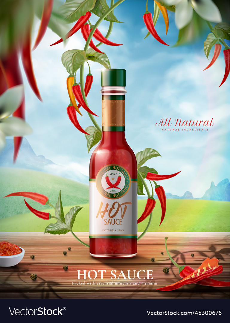 Hot Sauce Product Ads Royalty Free Vector Image 9987