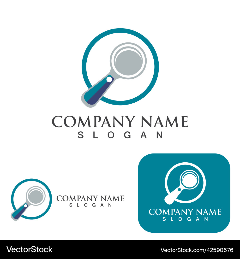 Magnifying glass logo and symbol Royalty Free Vector Image