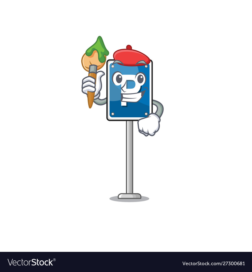 Artist parking sign on a cartoon roadside Vector Image Artist parking sign on a cartoon roadside Vector Image