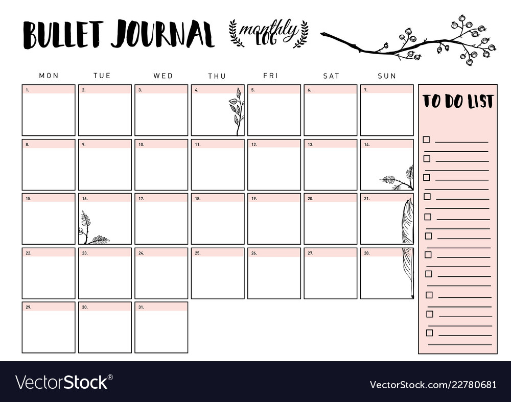 Bullet Journal Year Monthly Planner Royalty Free Vector Bullet Journal Year Monthly Planner Royalty Free Vector
