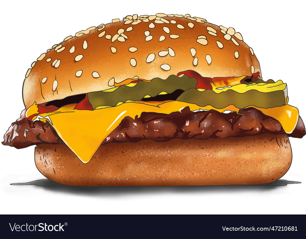 Cheeseburger Royalty Free Vector Image Vectorstock Cheeseburger Royalty Free Vector Image Vectorstock