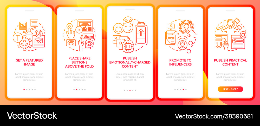 Create engaging content tips onboarding mobile Vector Image