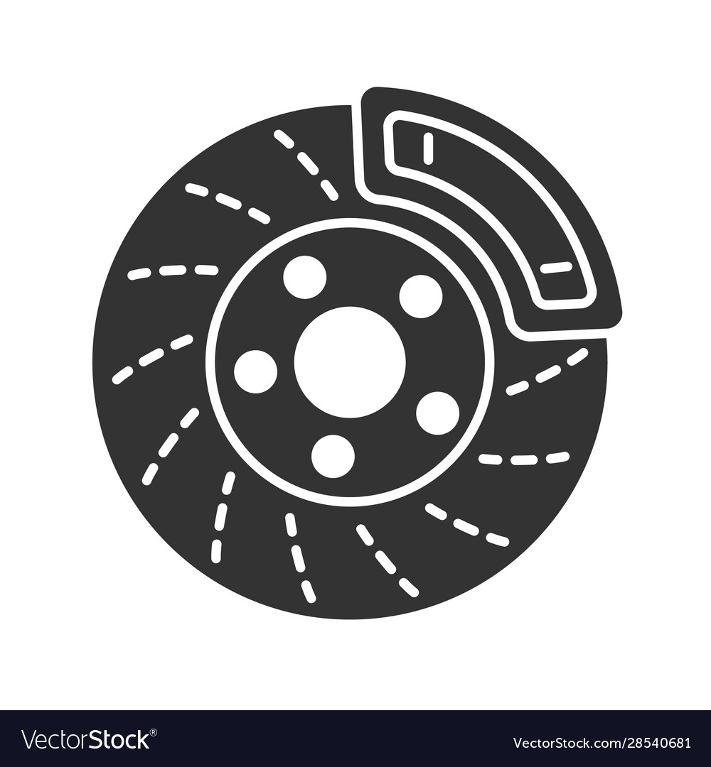 Disc brake with caliper glyph icon Royalty Free Vector Image