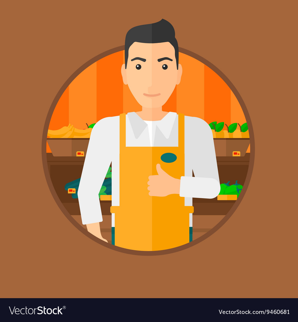 Friendly supermarket worker Royalty Free Vector Image