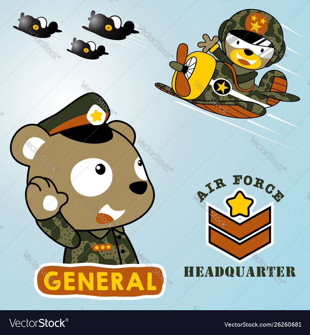 Funny animals troops cartoon with planes Vector Image