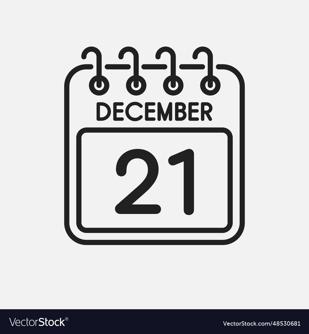 Icon page calendar day - 21 december Royalty Free Vector