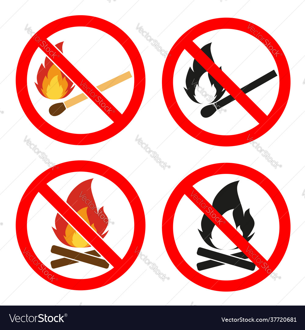 Prohibition open flame symbol Royalty Free Vector Image