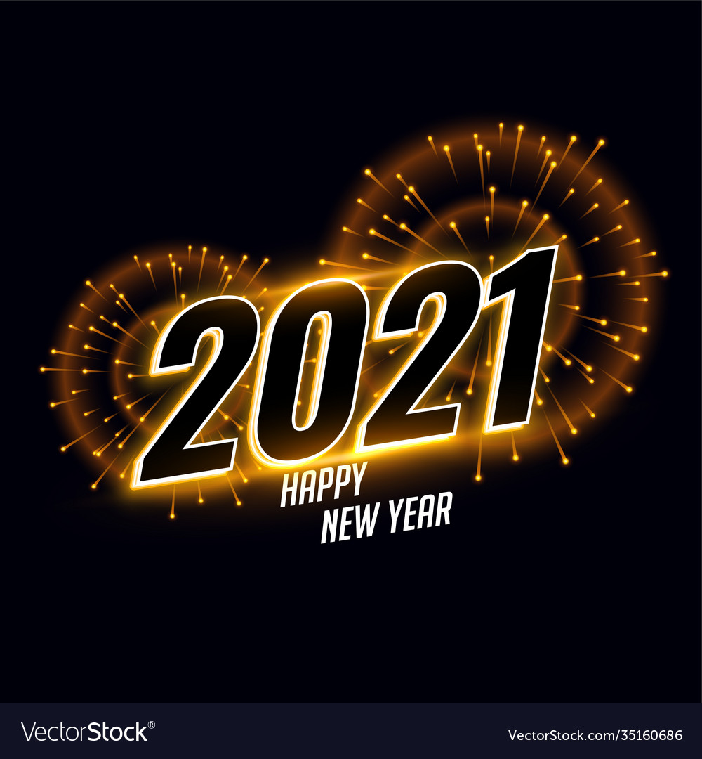 2021 celebration new year card with fireworks Vector Image