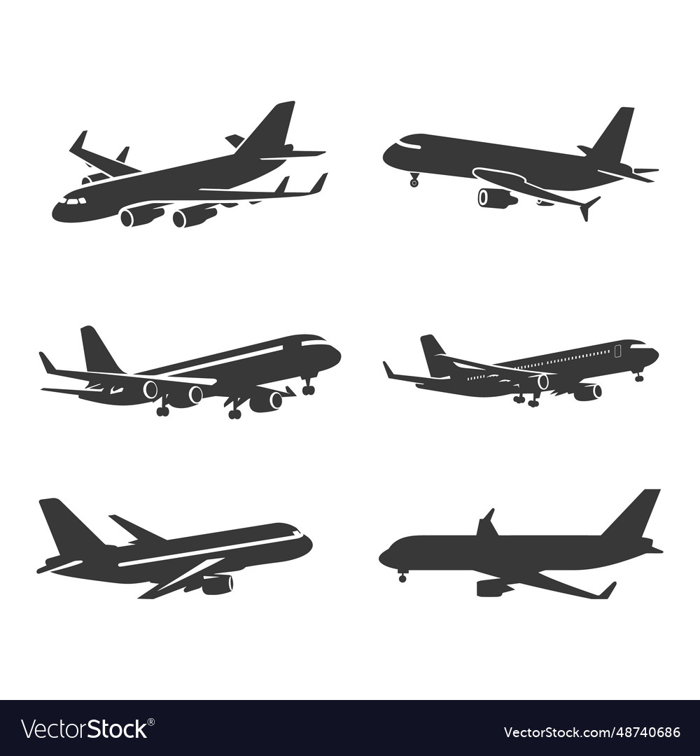 Classic aircraft silhouette set Royalty Free Vector Image