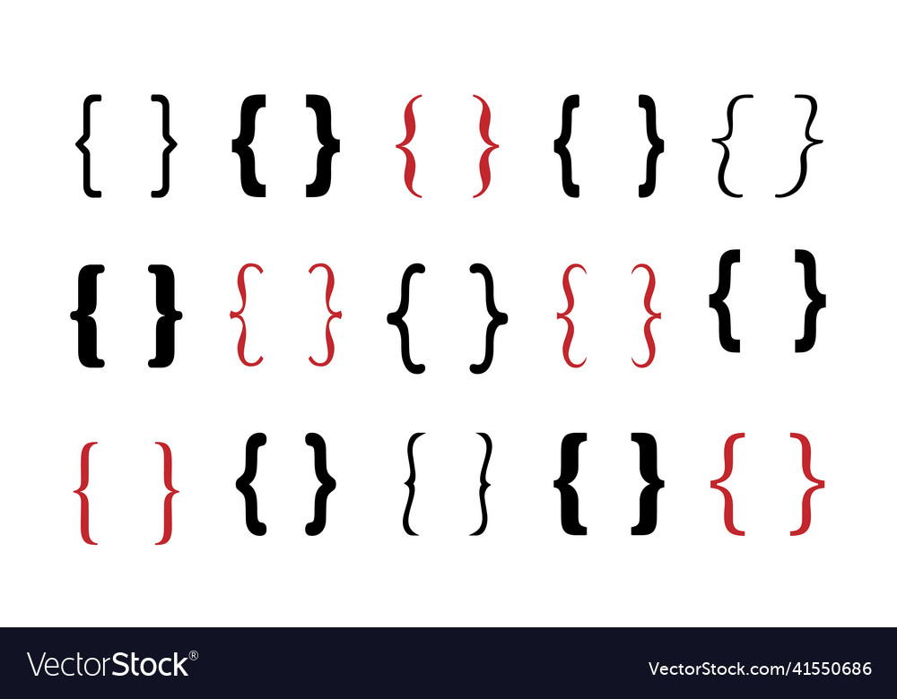 Large set of curly braces are hand Royalty Free Vector Image