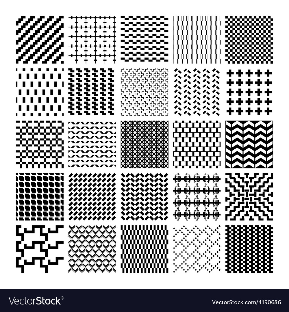 Monochrome geometric seamless patterns Royalty Free Vector