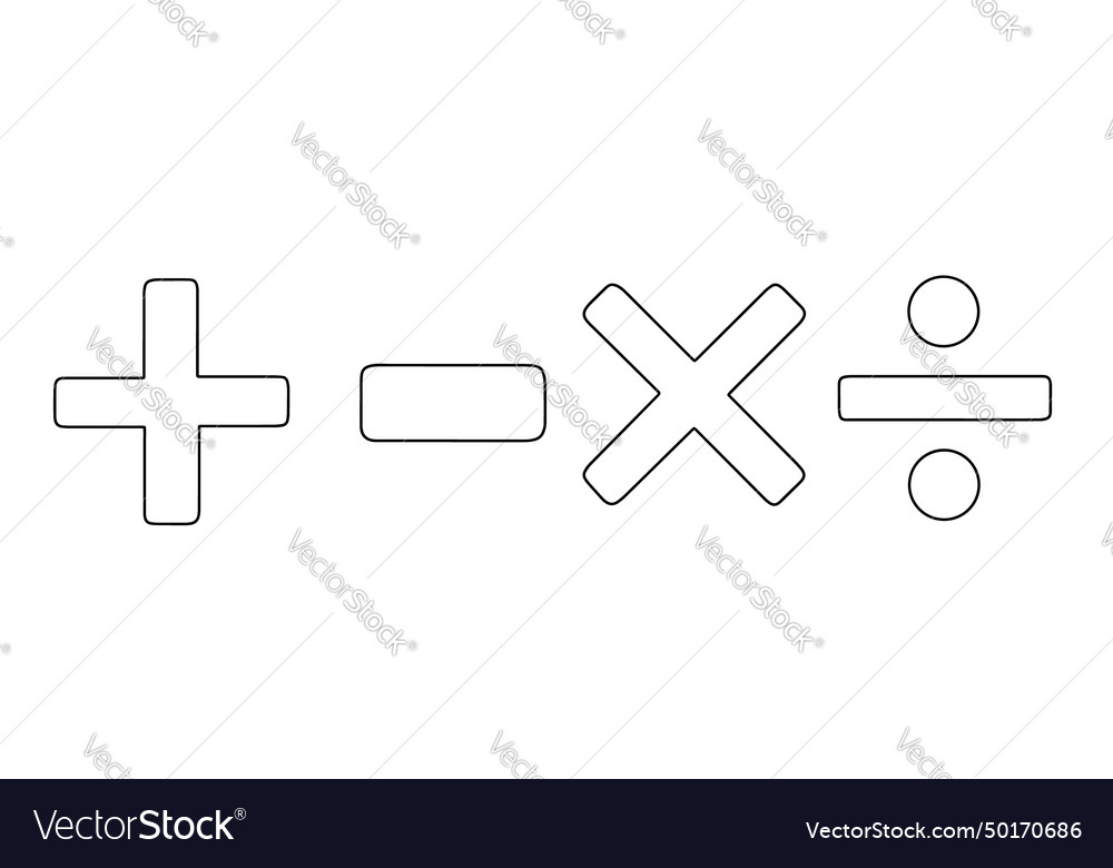 Plus minus division multiplication Royalty Free Vector Image