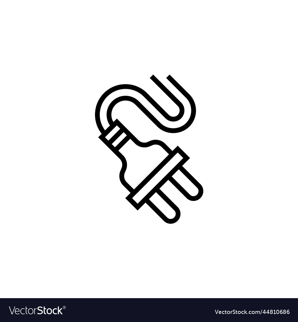 Power Cable Icon Computer Component Icon Outline Vector Image