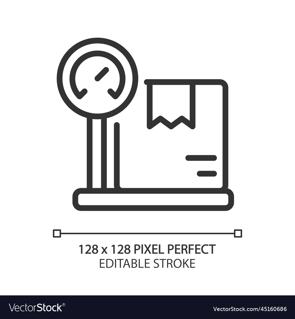 Weighing parcel for shipping pixel perfect linear Vector Image