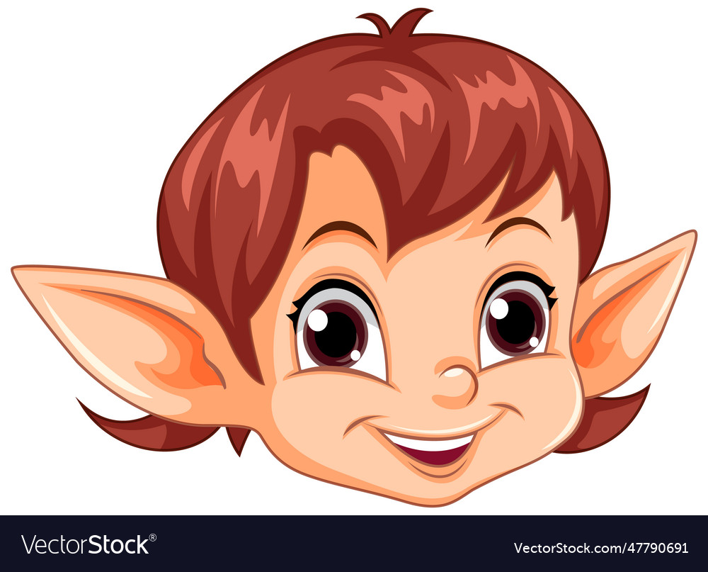 Cute elf head cartoon character Royalty Free Vector Image