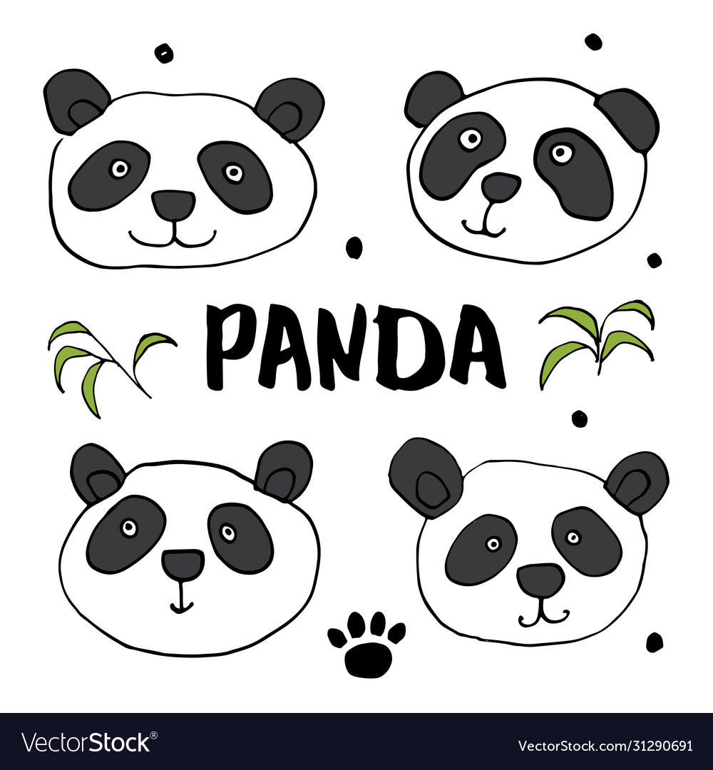 Set of Kawaii Panda Bear Illustrations