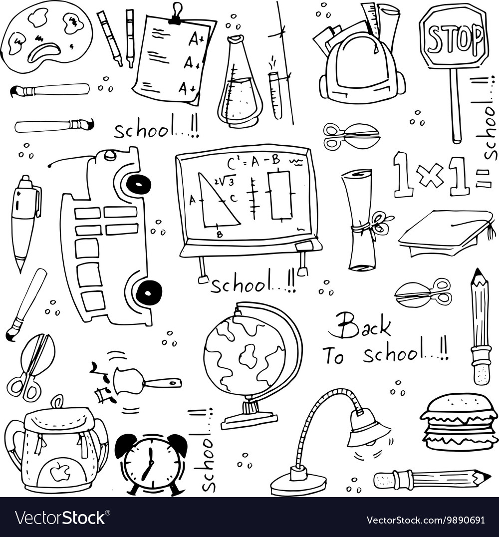 Hand draw doodles school element Royalty Free Vector Image