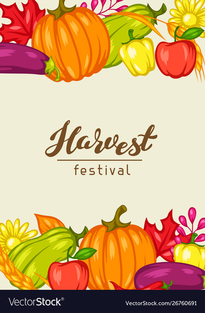 Harvest festival background with fruits and Vector Image