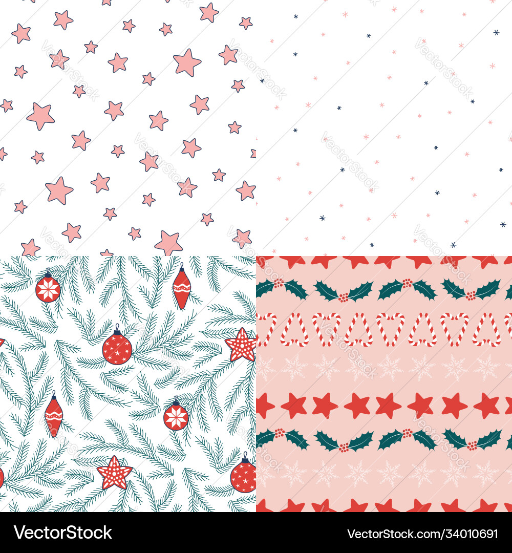 Seamless christmas patterns Royalty Free Vector Image
