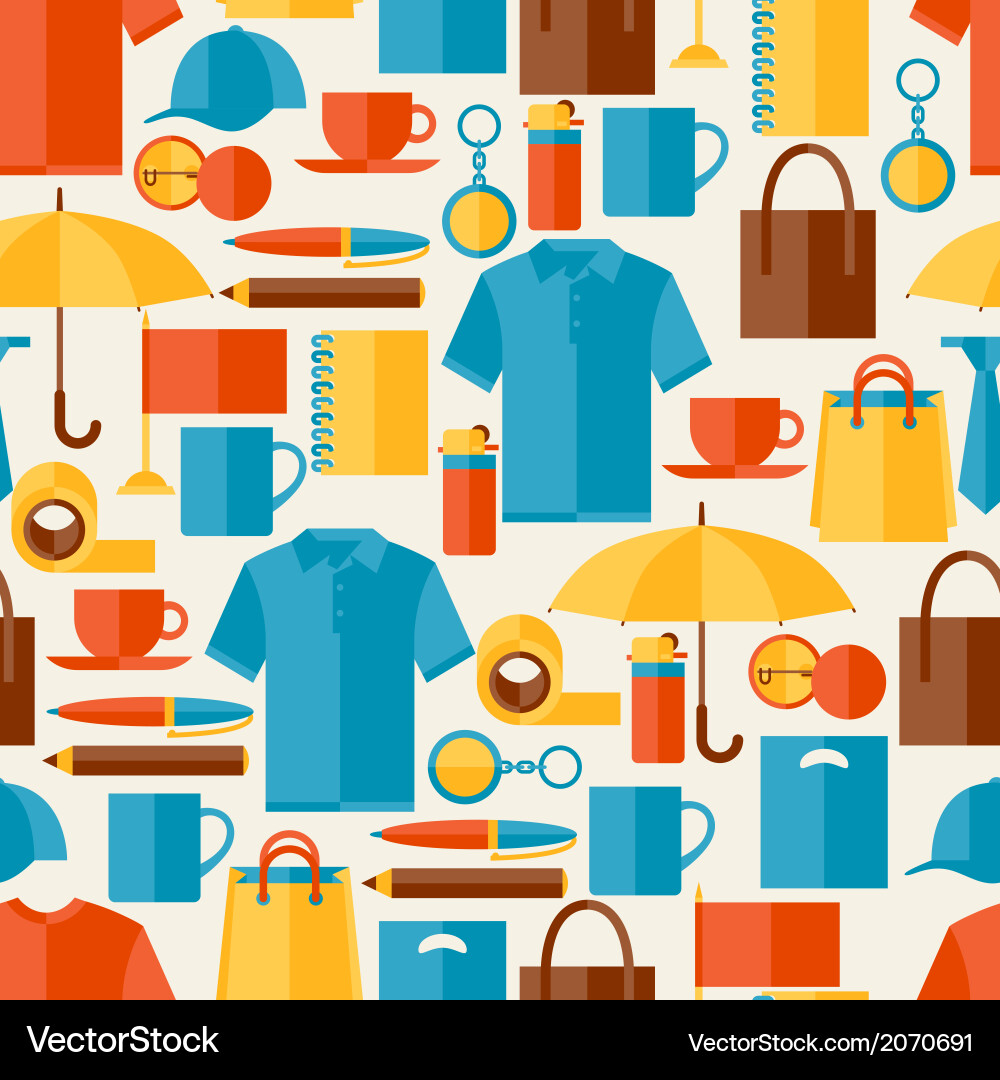 Seamless pattern with promotional gifts Royalty Free Vector