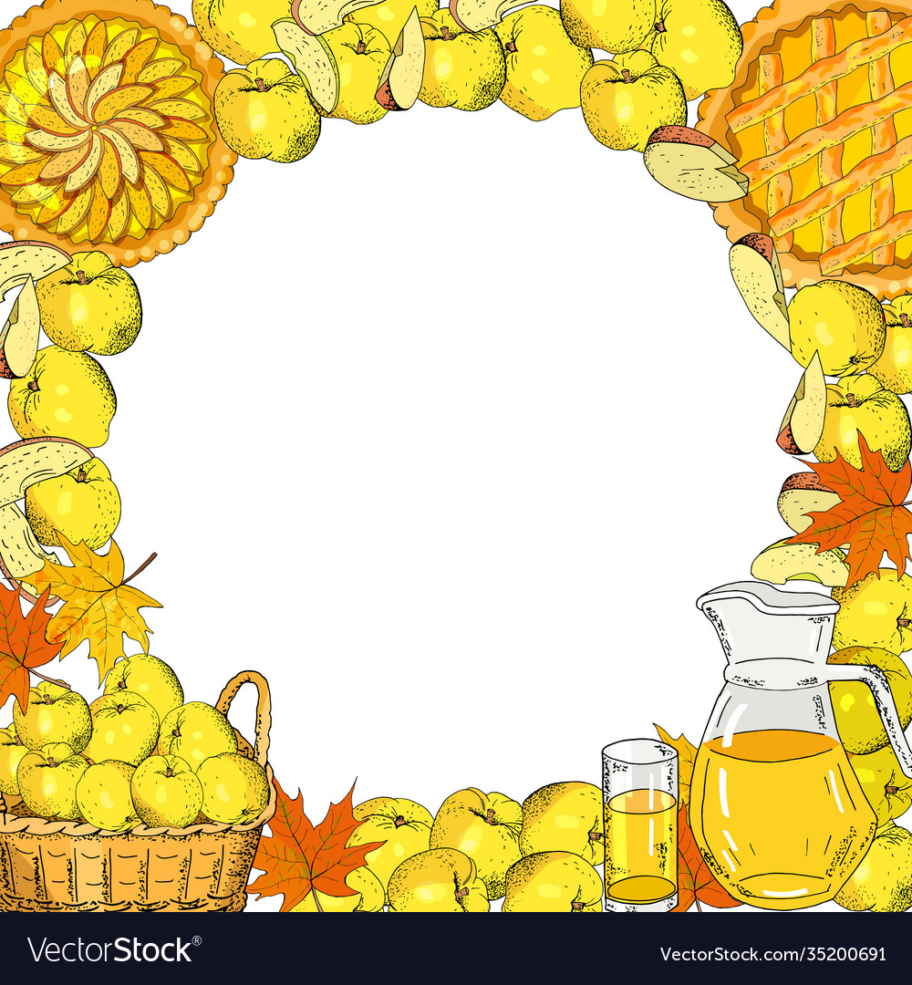 Square template with apples apple slices apple Vector Image Square template with apples apple slices apple Vector Image