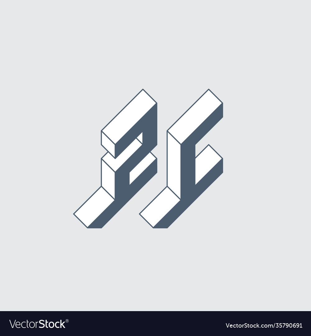 Zc or 2c - monogram or logotype volume alphabet Vector Image