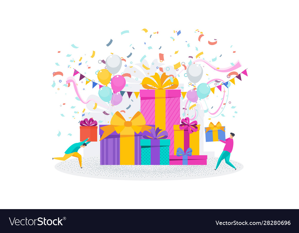 Huge pile gift boxes birthday anniversary Vector Image