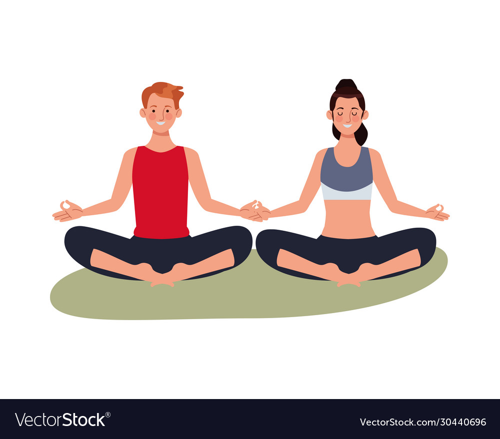 Young couple athlete practicing exercise Vector Image