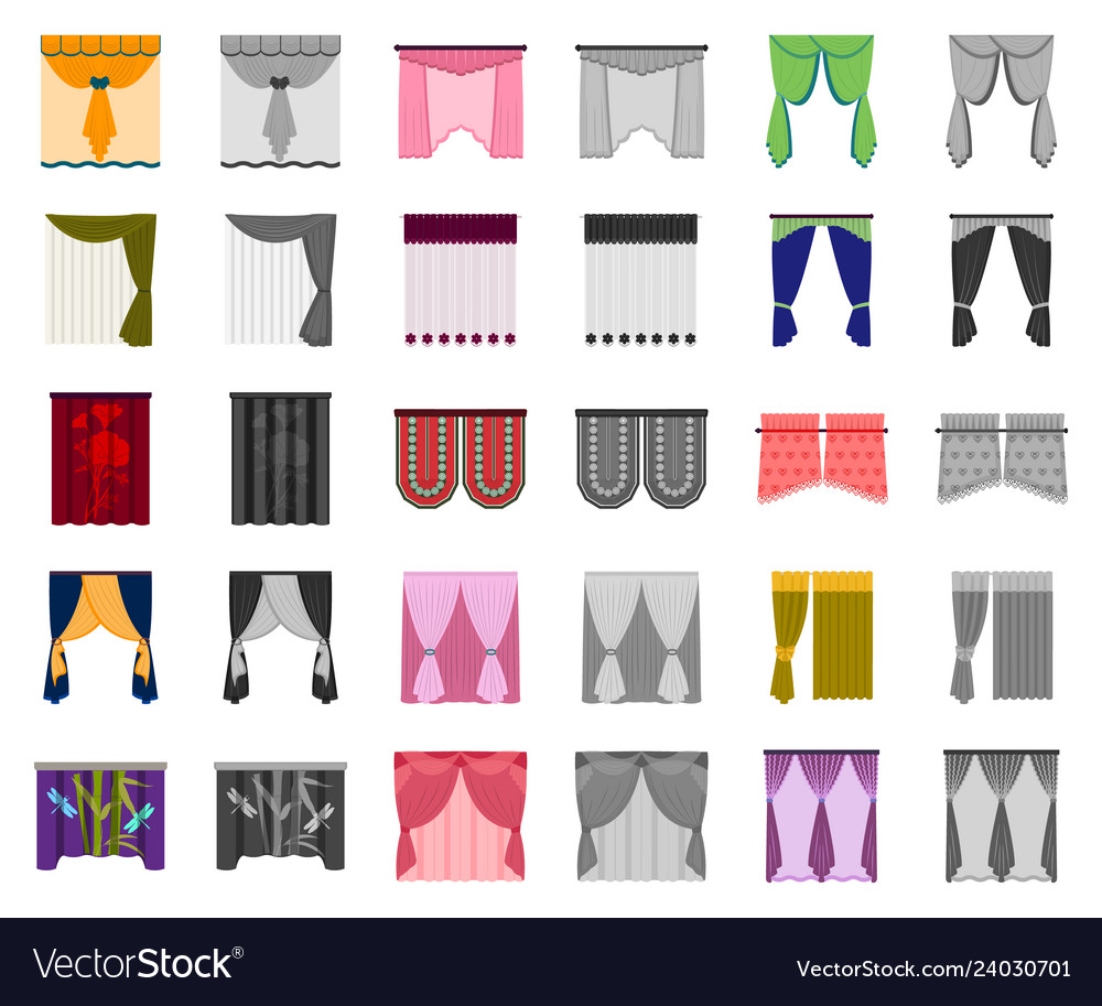 Different kinds of curtains cartoonmonochrom Vector Image