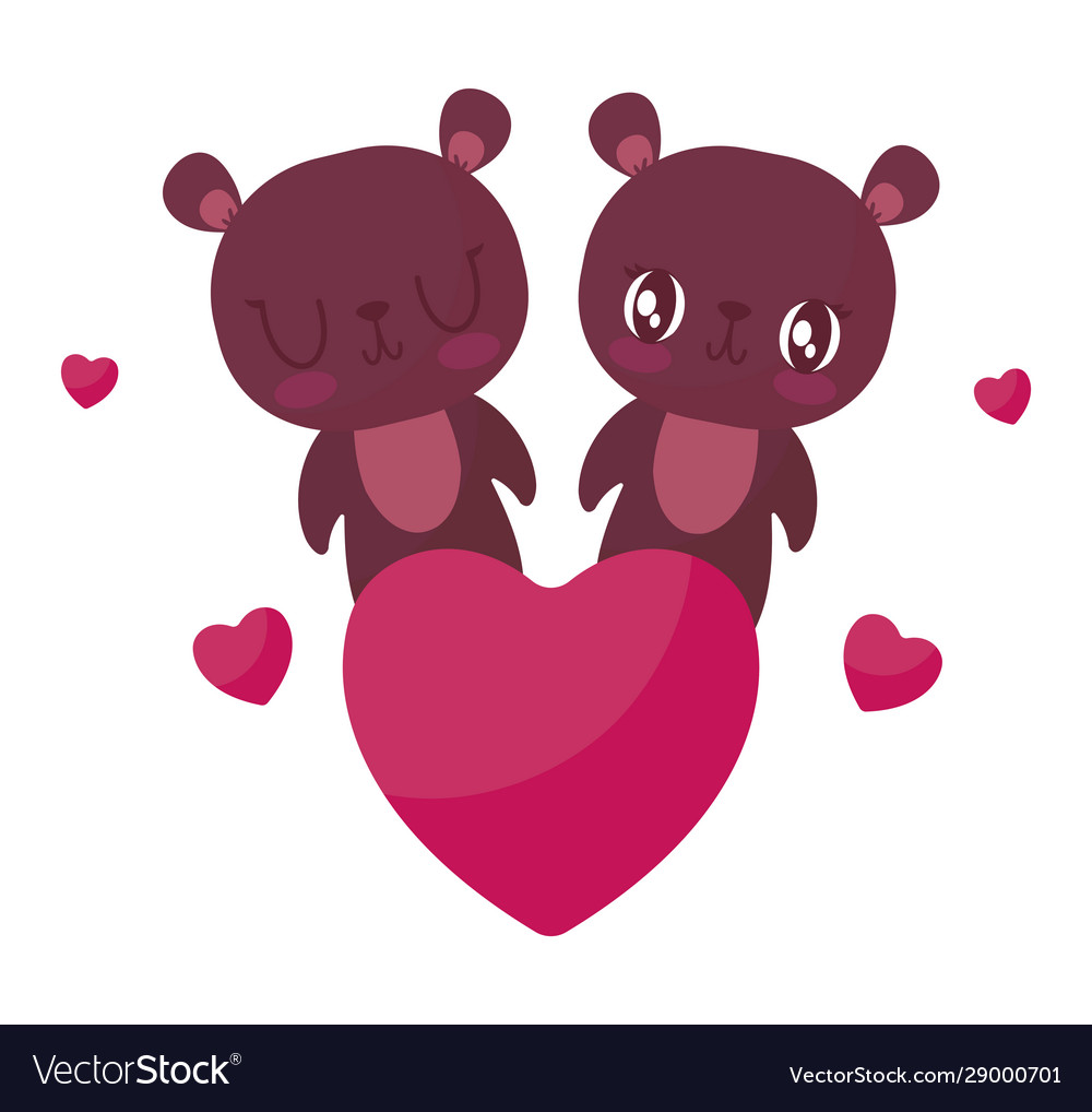 Isolated bear cartoon and hearts design Royalty Free Vector