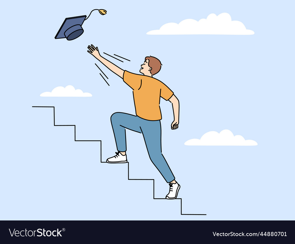 Motivated man go for university graduation Vector Image