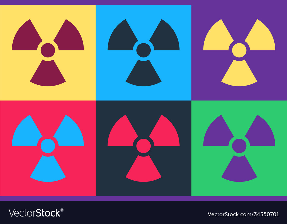 Pop art radioactive icon isolated on color Vector Image