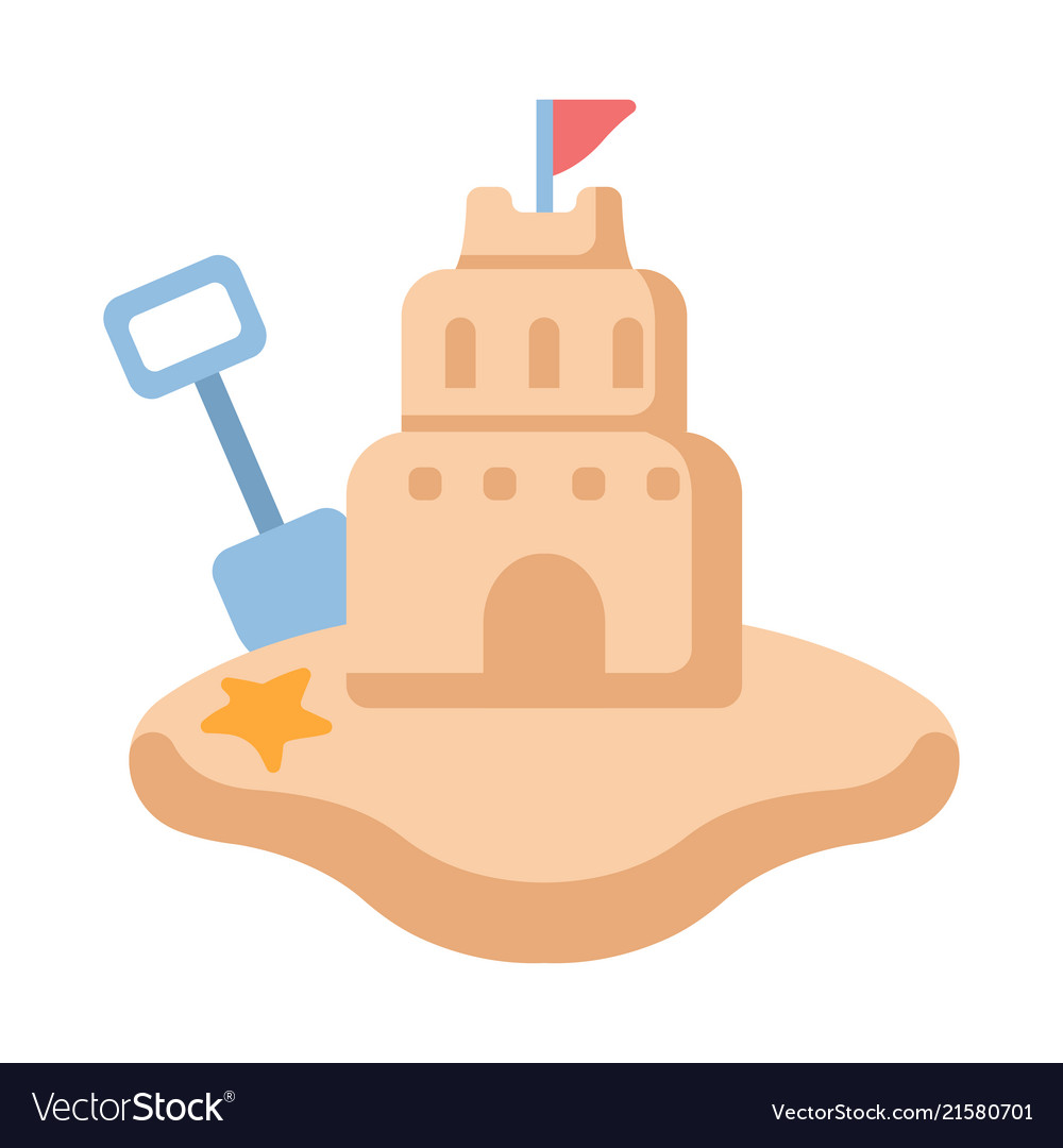 Sand castle flat Royalty Free Vector Image - VectorStock