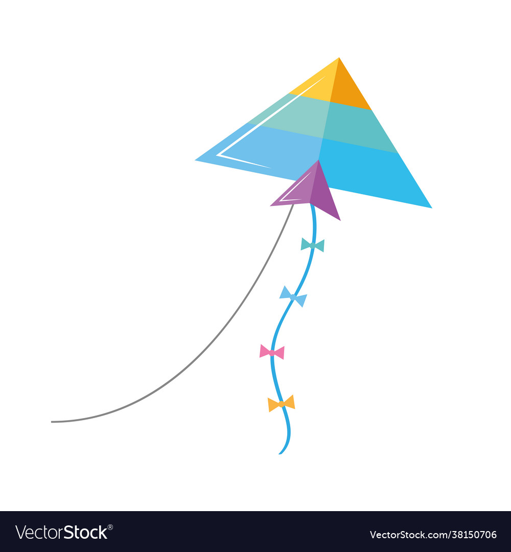 Blue and triangle kite flying Royalty Free Vector Image
