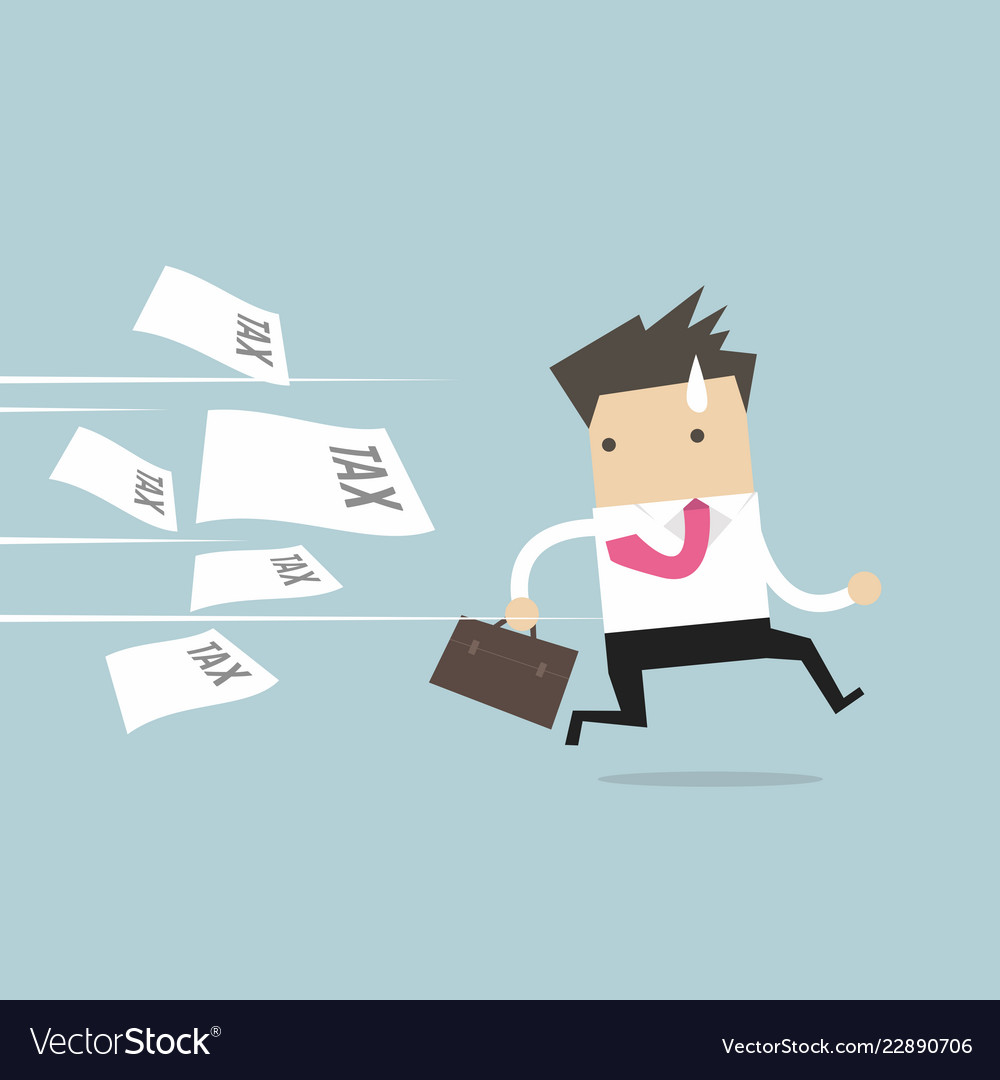 Businessman running away from tax invoice Vector Image