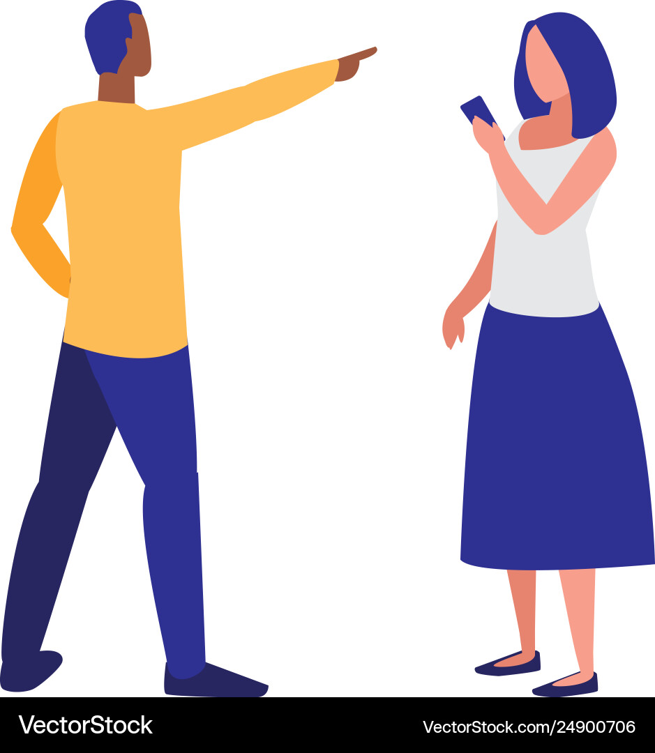 Couple using smartphone characters Royalty Free Vector Image