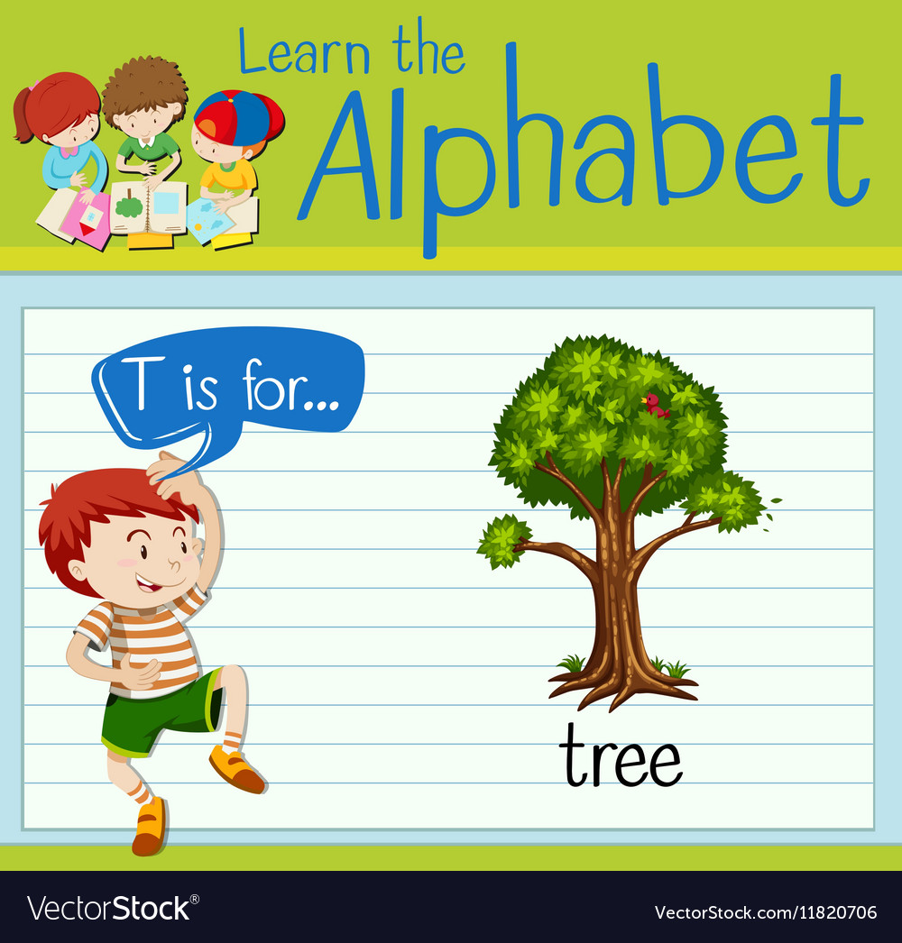 Flashcard letter t is for tree Royalty Free Vector Image