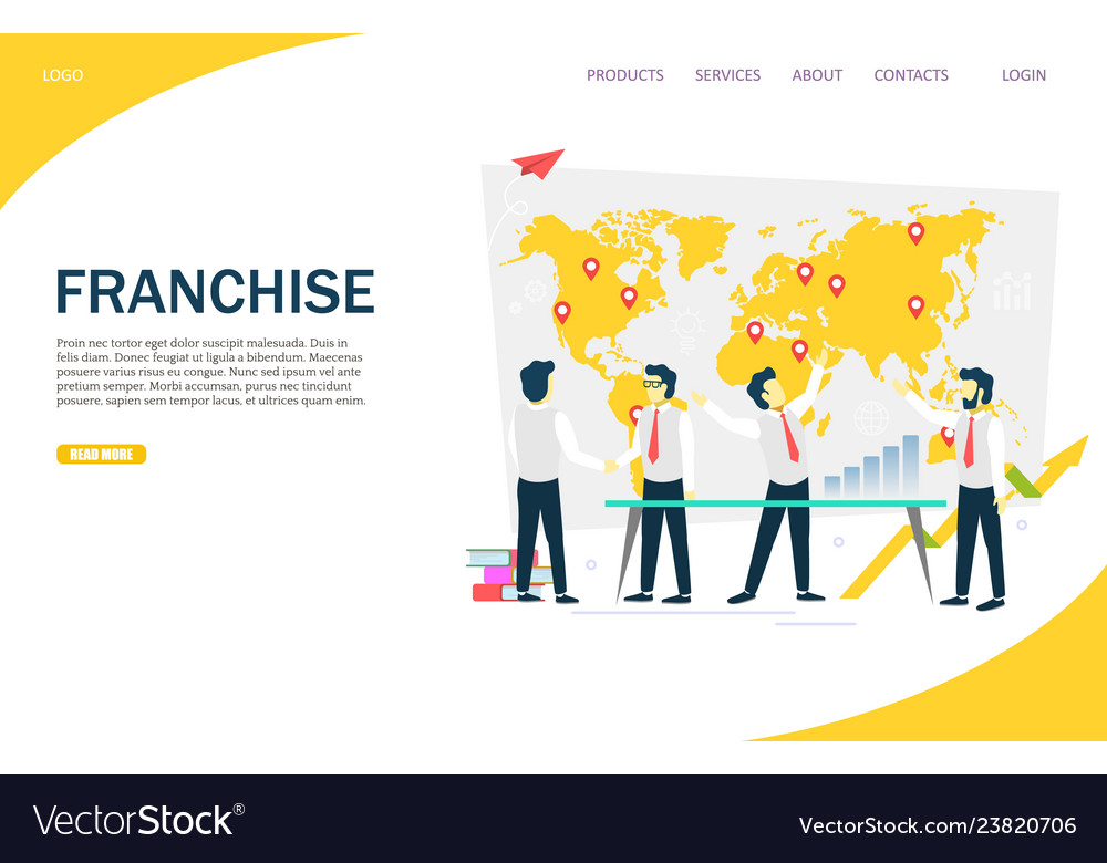 Franchise website landing page design Royalty Free Vector