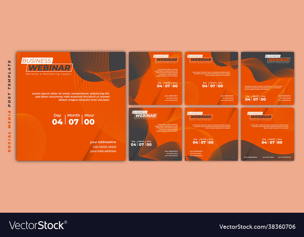 Set social media post template webinar Royalty Free Vector