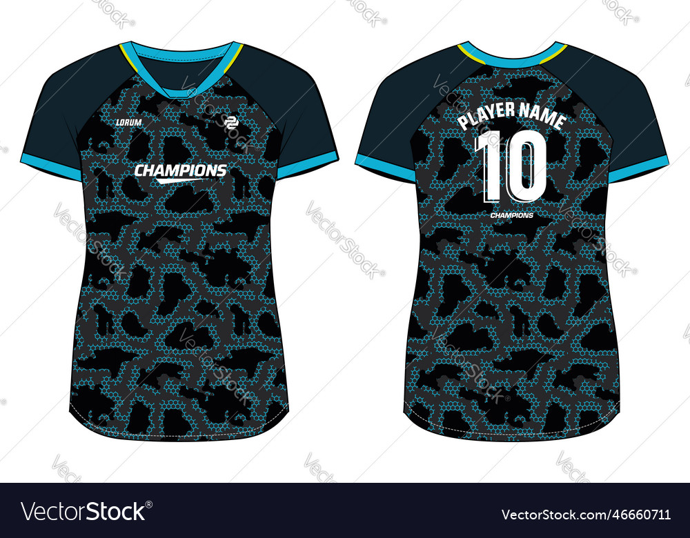 Camouflage women sports jersey t-shirt design v Vector Image