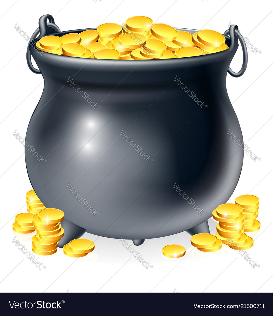 Cauldron Full Of Gold Coins Royalty Free Vector Image