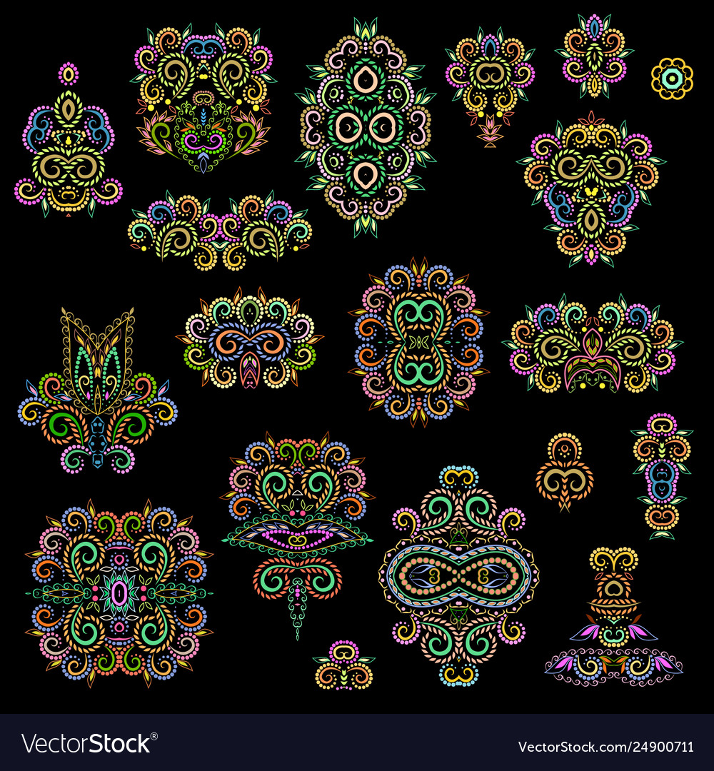 Ethnic colorful stencils set templates Vector Image