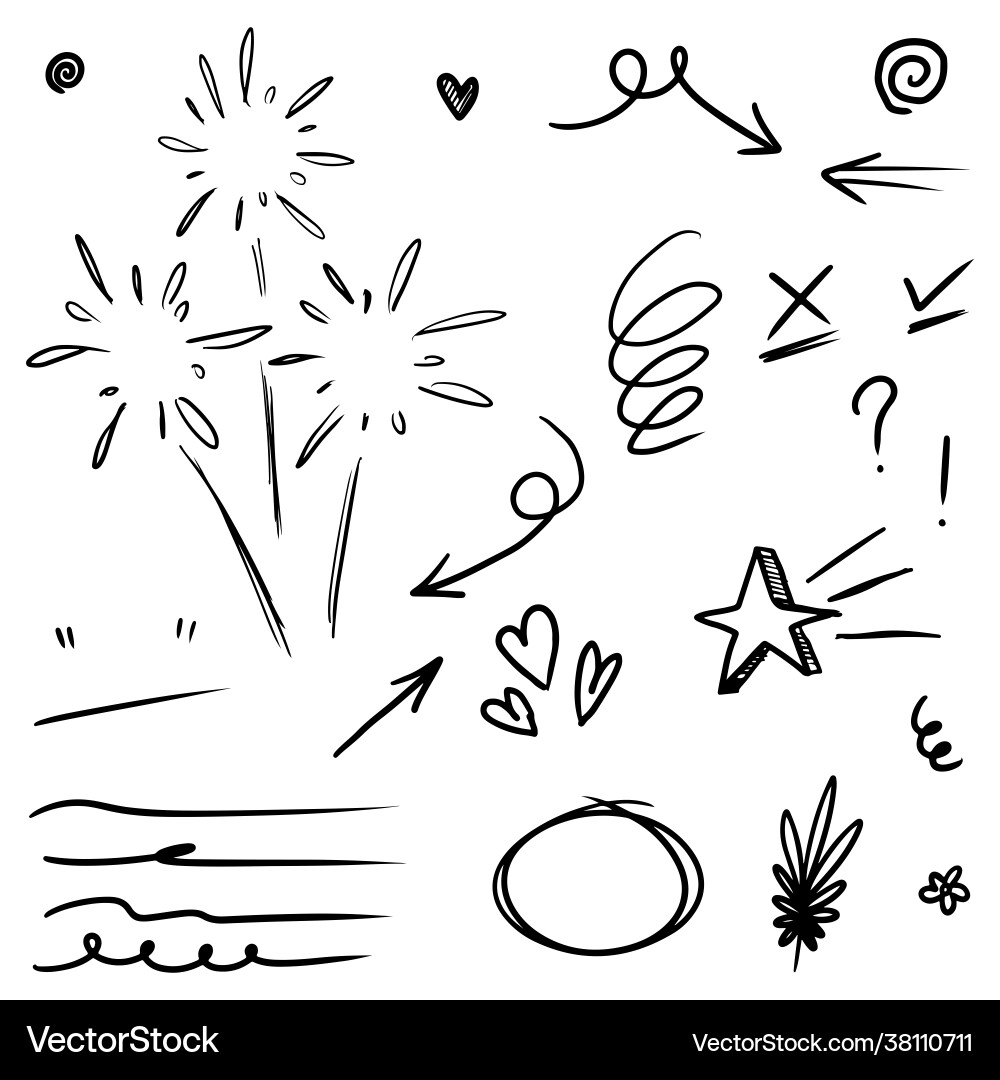 Hand drawn set curly swishes swashes swoops Vector Image