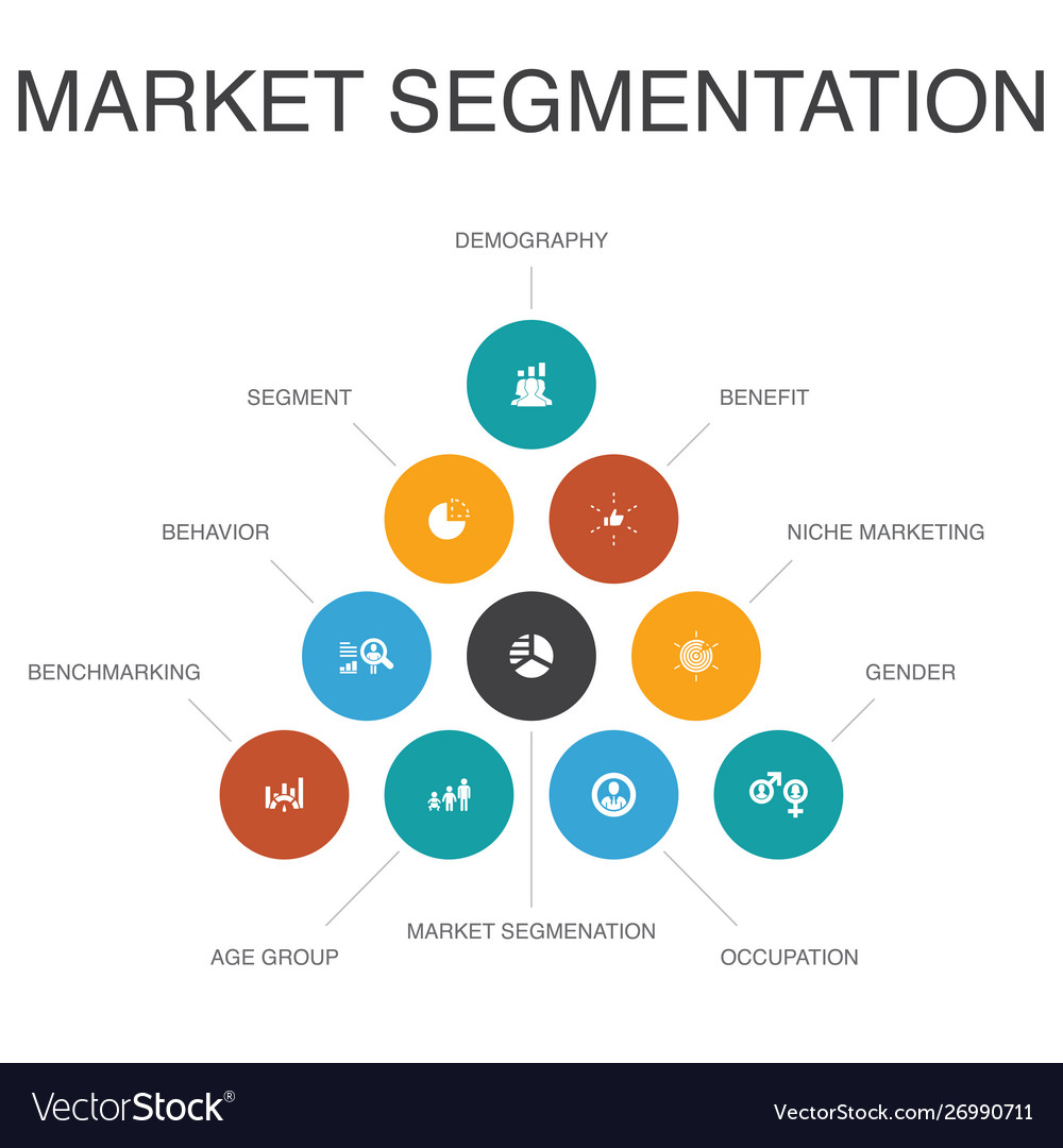 Market segmentation infographic 10 steps concept Vector Image